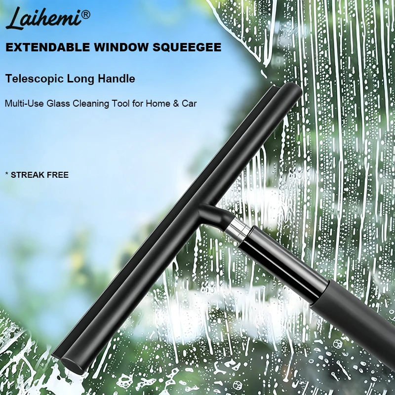 Glass Cleaner Streak - Telescopische ruitenwisser met lange steel, streepvrije