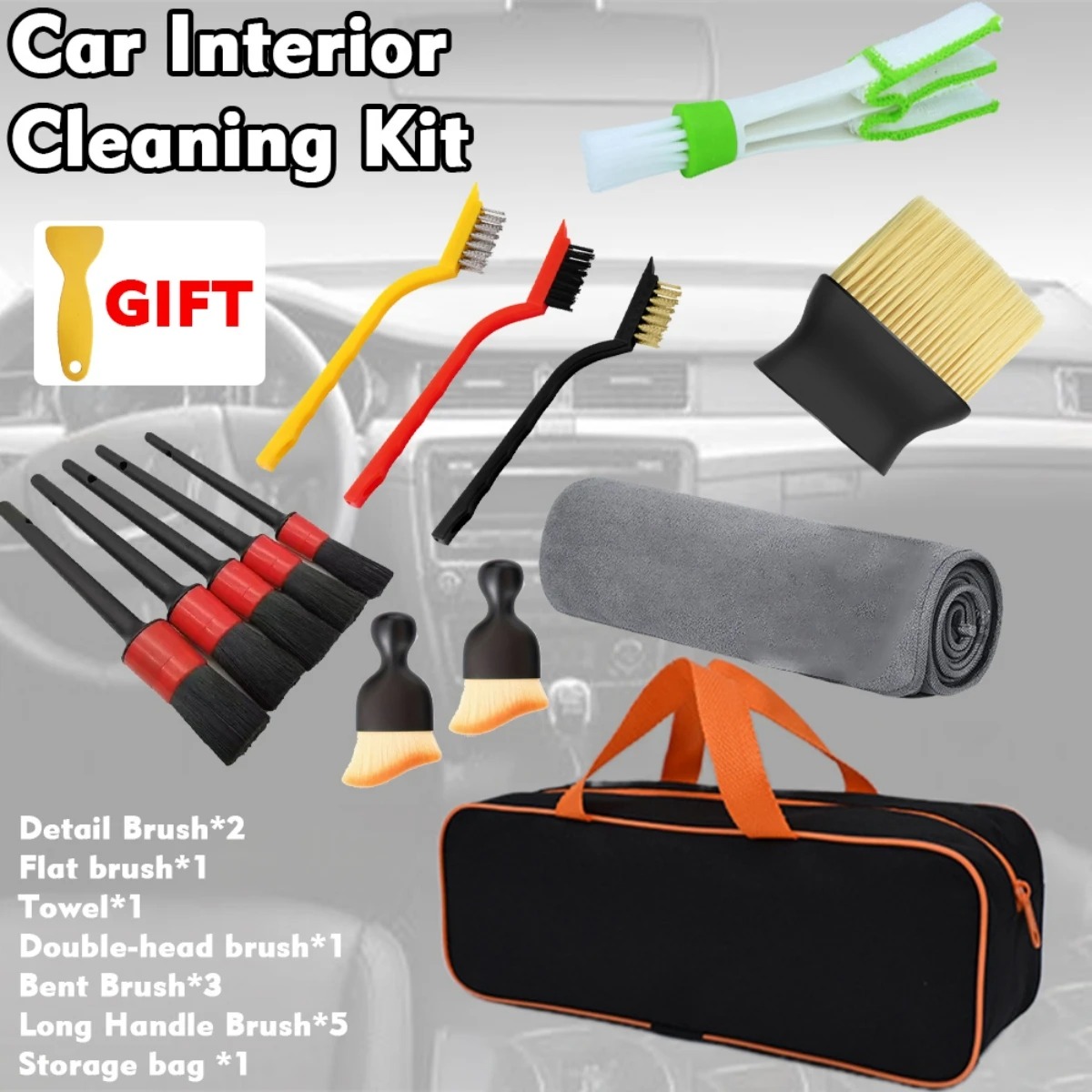 Dirt Brush Interior - 1-15 stuks auto reinigingsborstelset krachtige reiniger