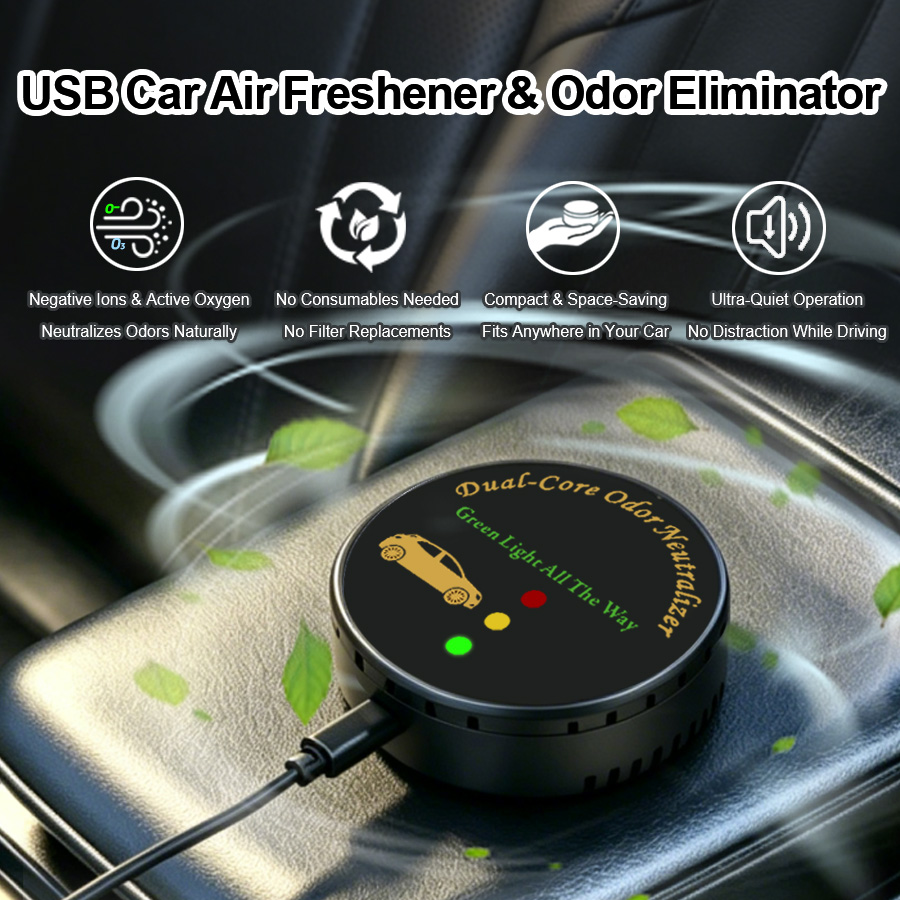 Odor Eliminator Car - Auto-luchtreiniger, filterloze USB plug-and-play geurverwijderaar met