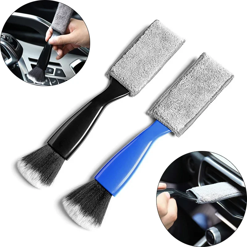 Car Cleaning Brush - Dubbelzijdige auto-airconditioning Luchtuitlaat Auto-airconditioner Vuil Stofdoek