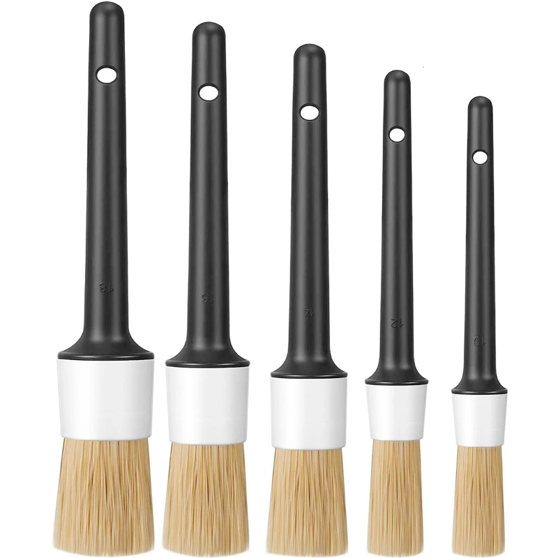 Interior Detailing Kit - 5-delige set zachte zwijnenhaar borstels voor