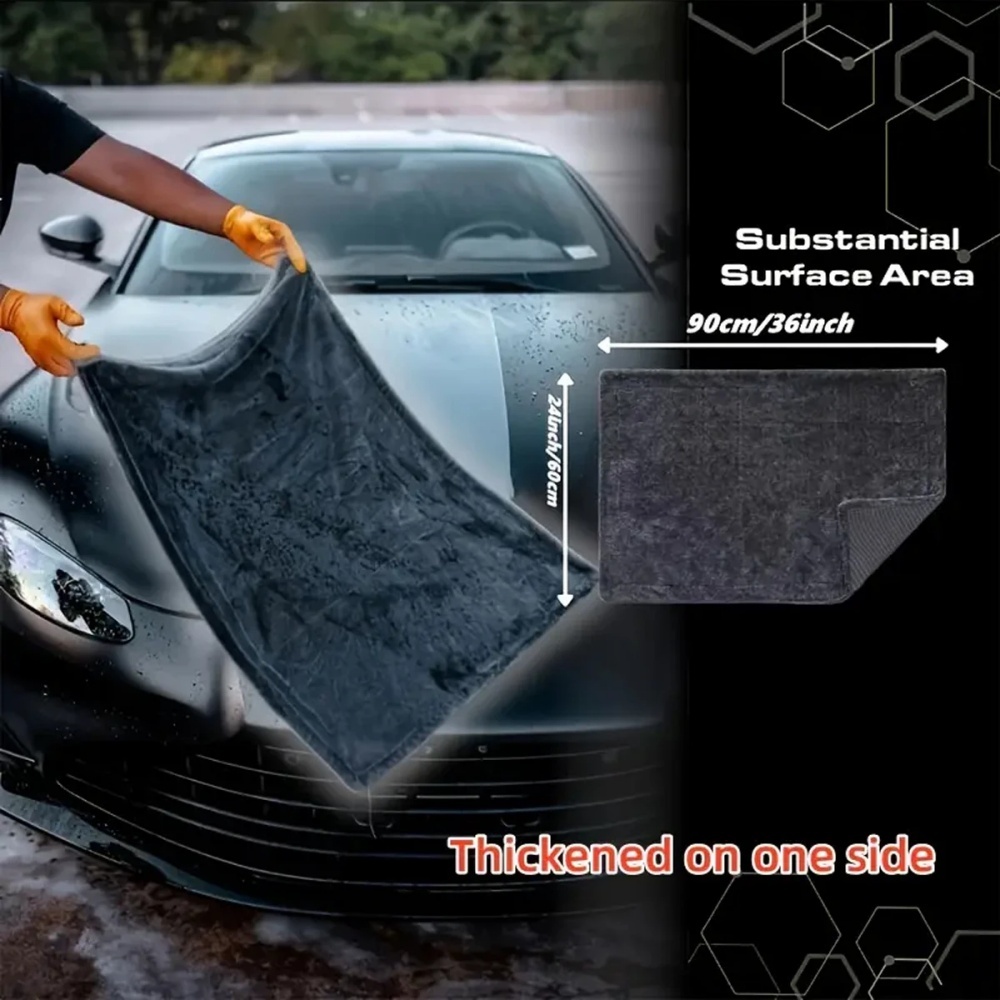 Microfiber Towel Detailing - Oversized donkergrijze auto microvezeldoek, sterk absorberend,